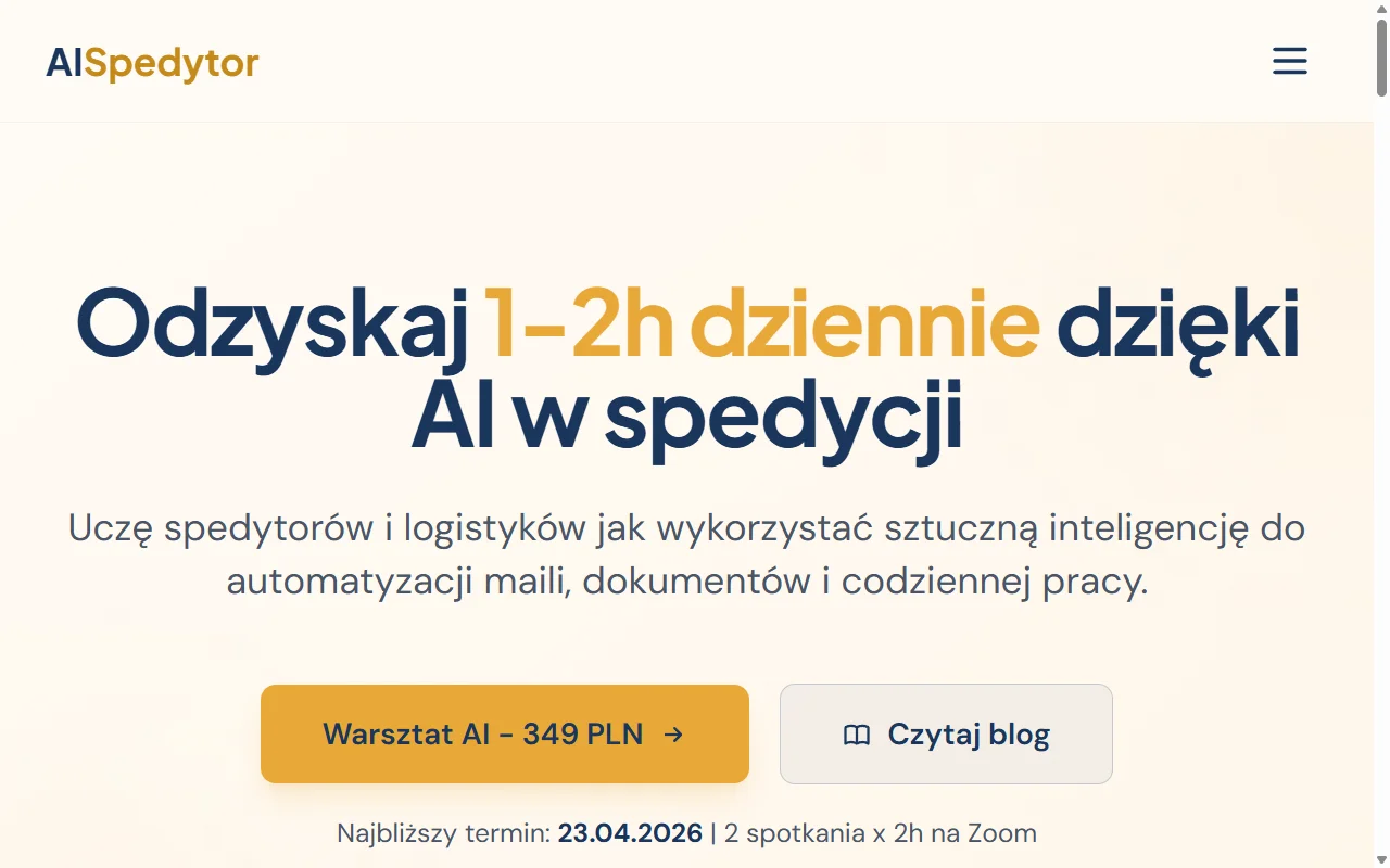aispedytor.com - Hub AI w Spedycji